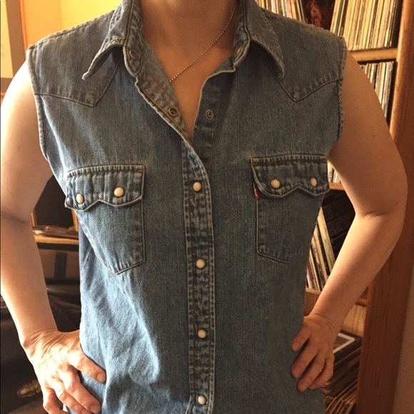 Tops | Levis Sleeveless Denim Shirt 